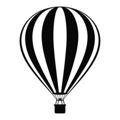 Obraz premium Classic black and white striped hot air balloon silhouette isolated on white background