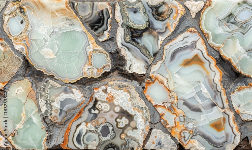 Poster natural stone texture pattern irregular slabs with grey matrix and pale colors