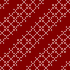A seamless pattern featuring a diagonal grid design on a deep red background