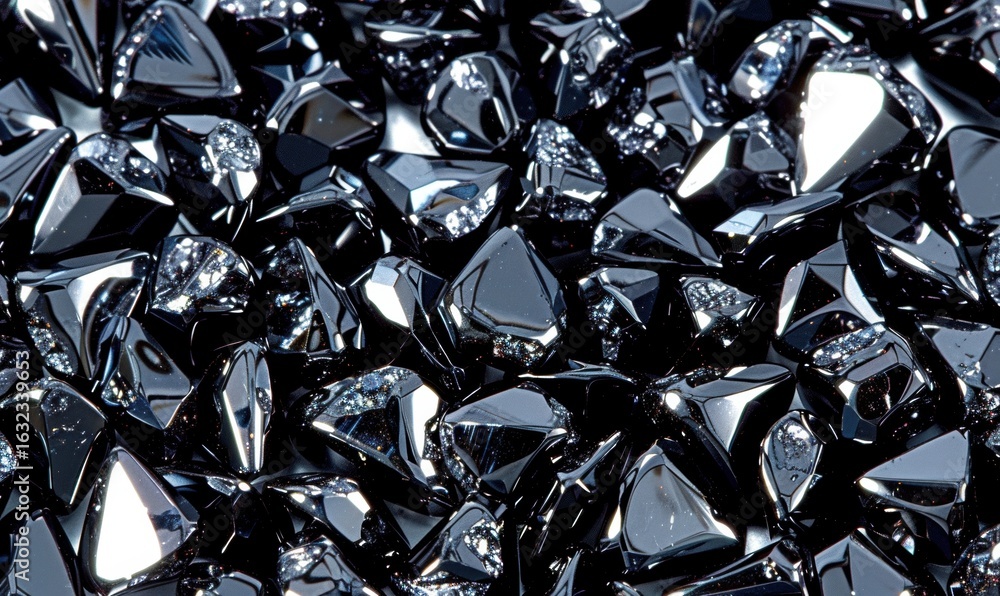 Poster pile of shiny obsidian rocks macro texture background geology material