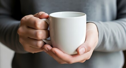 Hands Holding White Mug