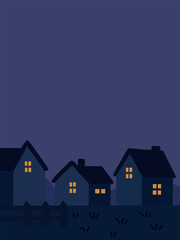 Naklejka premium Houses in Neighborhood at Night