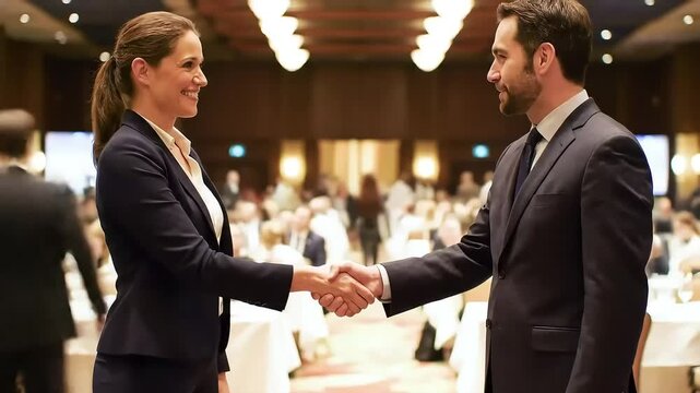 Business Deal Handshake Between Professional Man and Woman