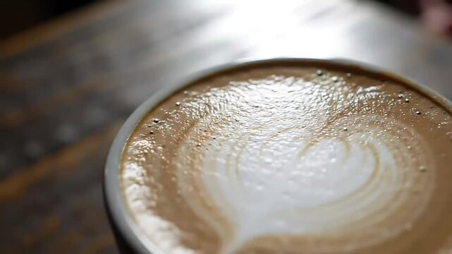 Coffee Art Perfect Heart Latte Design Close-Up