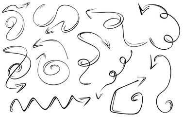 Hand-drawn decorative arrows - curved and swirly sketch style
