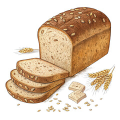 Whole wheat bread slice illustration isolated food png bread texture slice design png whole grain bread art png transparent background image loaf slice png healthy bread rendering png