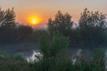 sunrise over the river