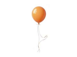 Floating Orange Balloon: A single vibrant orange balloon, tethered by a delicate string, floats playfully against a clean backdrop, evoking feelings of joy, celebration and the spirit of festivities.