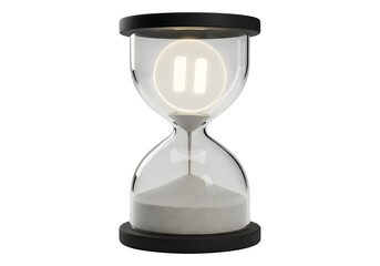 3D Plastic Pause Button Icon in Hourglass Representing Mindful Break and Reset