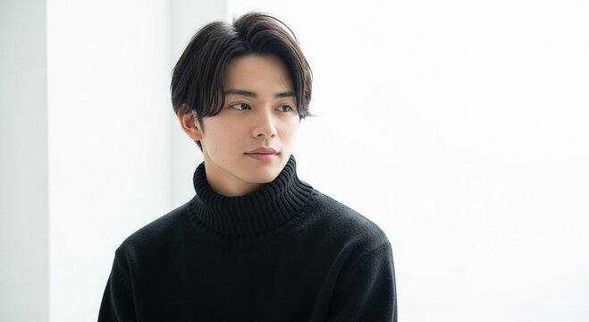 清潔感のある日本人男性のスキンケア・ヘアスタイルポートレート｜A portrait of a clean and fresh-looking Japanese man focusing on skincare and hairstyle