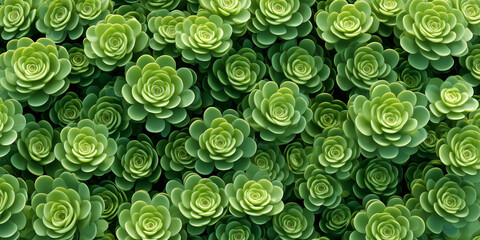 top view of dense sedum succulents, natural green pattern