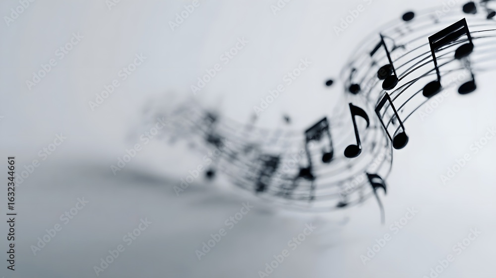 Poster Spiraling musical notes create a mesmerizing abstract design
