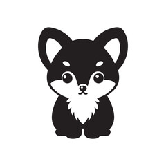 Adorable Baby Arctic Fox Silhouette with Big Head and Chubby Body SVG Clipart for Cricut and Laser Cutting