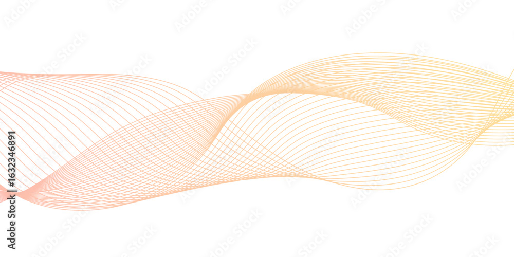 Aufkleber abstract background with dynamic orange pink waves lines and particles, technical flowing web scienc