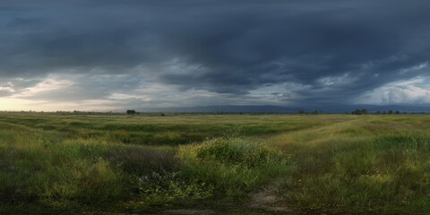 Obraz premium Dramatic sky over fields nature hdr panorama