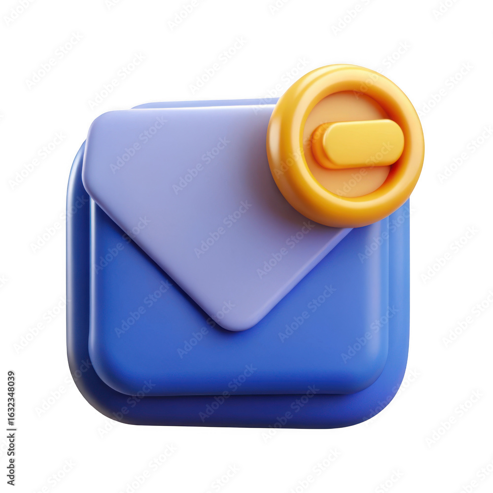 Poster 3d blue envelope with notification badge isolated on transparent background