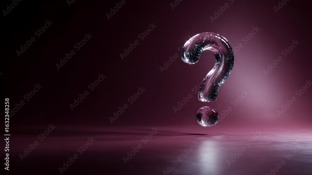 Poster floating transparent question mark on gradient background