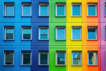 Fototapeta premium Modern Facade with Rainbow Windows