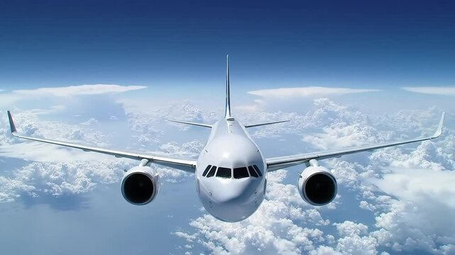 Aircraft soaring above clouds A thrilling flight view