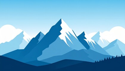 Serene blue mountain landscape with layers and distant haze