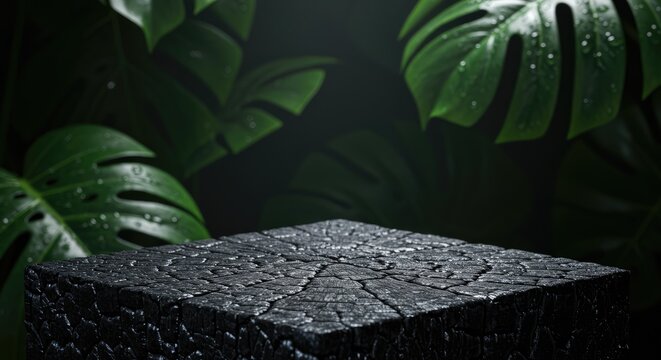 Charred Shou Sugi Ban Cypress Podium, Lush Greenery