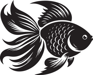Vector minimal Swimming Elegant Betta Fish Silhouette 