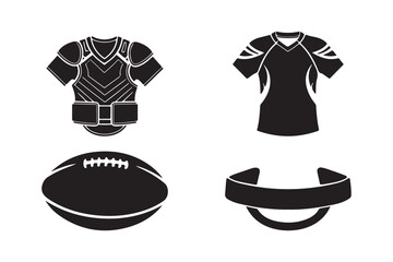 American football gear and equipment icons