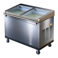 3d rendered commercial ice cream display case isolated on transparent background