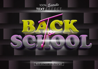 Back To School 3d modern text style effect editable. Template banner or poster design.	