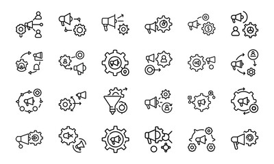 24 SEO and Digital Marketing Line Icons  Analytics, Social Media, Automation, Mobile Ads, Global Marketing, Search Optimization Vector Icon Set for Websites, Apps Online Business Projects 