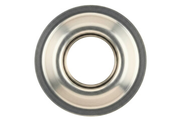 Single metal grommet or eyelet for fabric and curtain hardware isolated on a transparent background