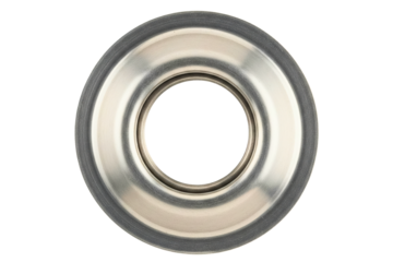 Single metal grommet or eyelet for fabric and curtain hardware isolated on a transparent background