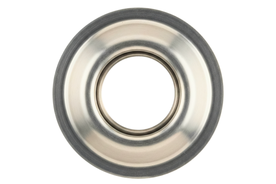 Single metal grommet or eyelet for fabric and curtain hardware isolated on a transparent background
