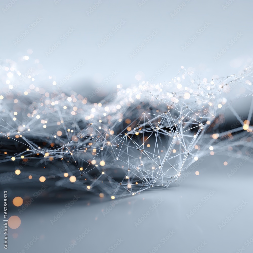 Aufkleber glowing interconnected data points network connections