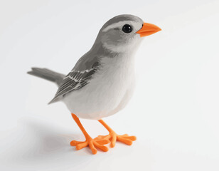 Bueautiful small bird vector with gray background. A high-quality, professional vector features a detailed figurine of a cartoonish blue and white bird. 