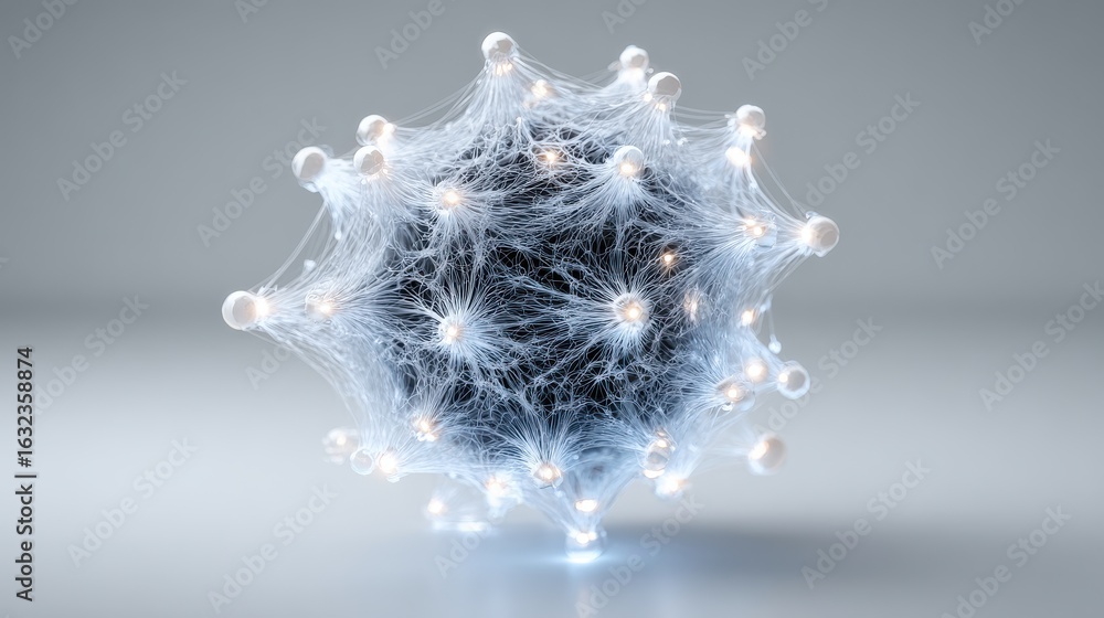 Poster glowing interconnected nodes abstract sphere image