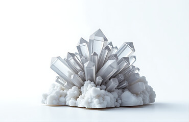 dense cluster delicate silver cubic crystals erupts stark white matrix facets glinting soft diffused light
