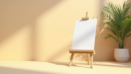 Blank Canvas Waits Silently Beneath Sunlight and Whispering Palm Shadows