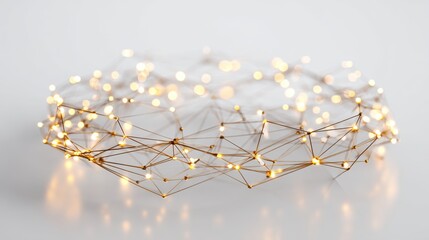 Glowing interconnected nodes with golden lights network connection