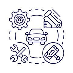 Auto Service and Car Maintenance Line Icons Set
