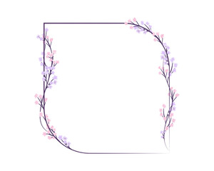 creeping little floral frame with tiny flower isolated on white background