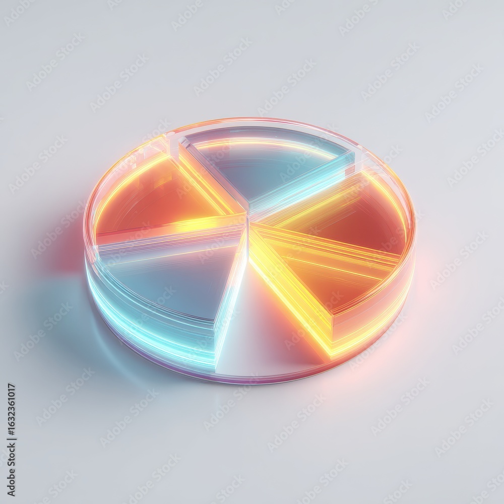 Poster glowing segmented circle chart with neon light accents background image