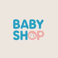 Cute Baby Shop Logo with Baby Face Illustration