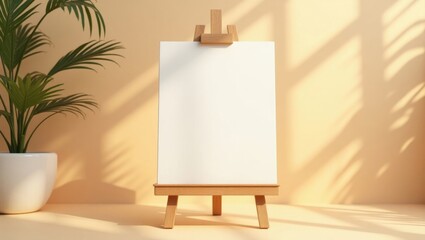 Blank Canvas Waits Silently Beneath Sunlight and Whispering Palm Shadows