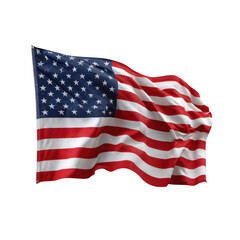 Fototapeta premium Waving american flag with stars and stripes isolated on transparent background