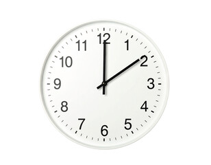 Round clock showing twelve ten, time management and deadline concept on transparent background