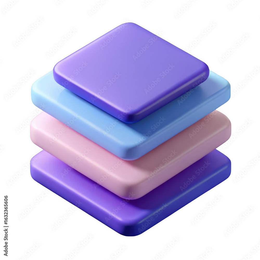 Aufkleber stack of four pastel square blocks isolated on transparent background