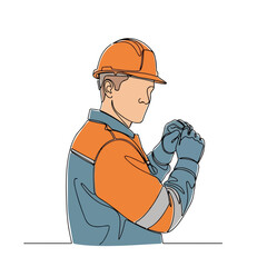 Fototapeta premium Municipal worker illustration showing street maintenance and repair with a clean line art style. Infrastructure worker performing street maintenance,