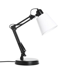 Djustable desk lamp with a conical shade, modern lighting fixture on transparent background