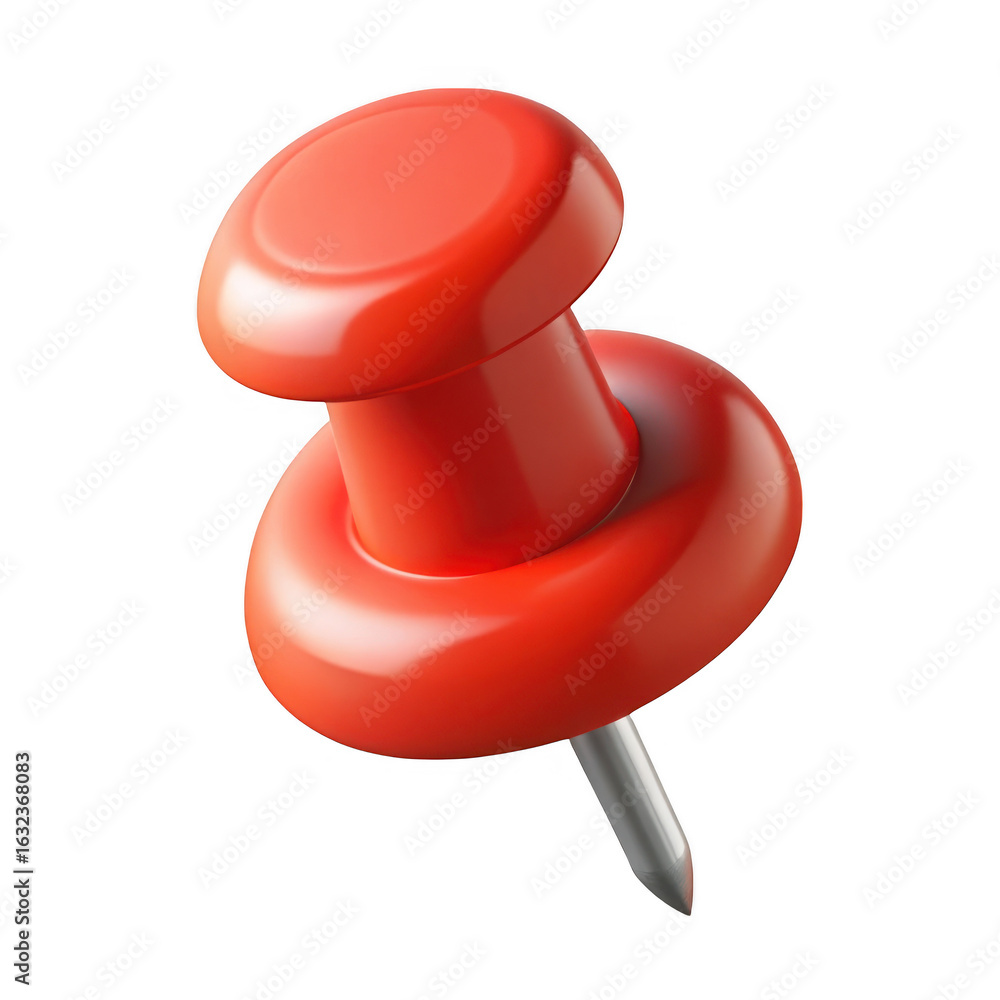 Poster red push pin isolated on transparent background